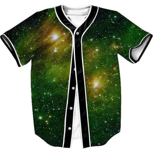 Space Galaxy Print Baseball Shirt Men 3D Baseball Jersey Short Sleeve Casual Men T Shirt Hip Hop Top Tees Streetwear T-shirt Men