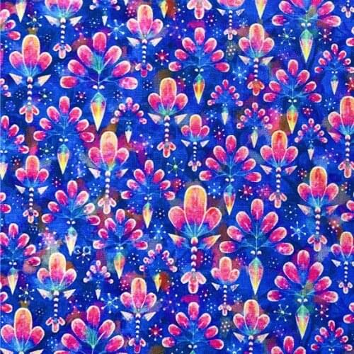 Blue beautiful diamond flower Cotton Poplin Sewing Fabric diy Sewing Patchwork decorative fabric diy handmade scar Book dressing