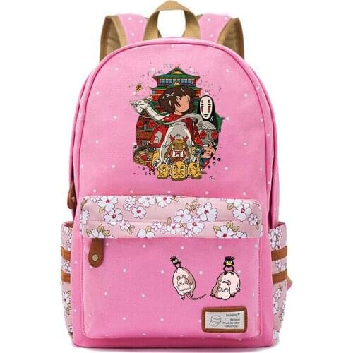 Anime Spirited Away Canvas Backpack Casual Schoolbag High Quality Packsack Teenger Mochila Unisex Student Travel Laptop Bag
