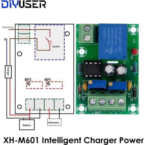 XH-M601 Intelligent Charger Power Control Panel Automatic Charging Power 12V Battery Charging Control Board For Diy Kit