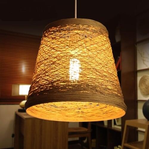 Vine Pendant Light rattan pure handmade restaurant bedroom bar Chinese retro garden bamboo light rattan single lampshade pendant