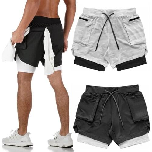 Summer running pants men 2 in 1 sport jogging fitness shorts training quick dry men gym men shorts sport gym shorts