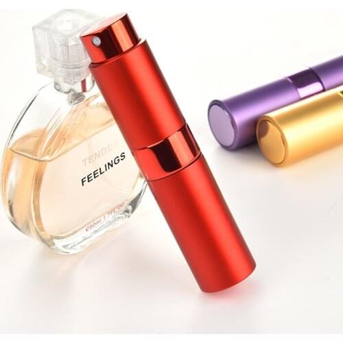 Hot 15ML Spray Empty Bottle Lipstick Shape Aluminum Cans Perfume Bottles Portable Spray Empty Bottles Travel Refillable Bottles