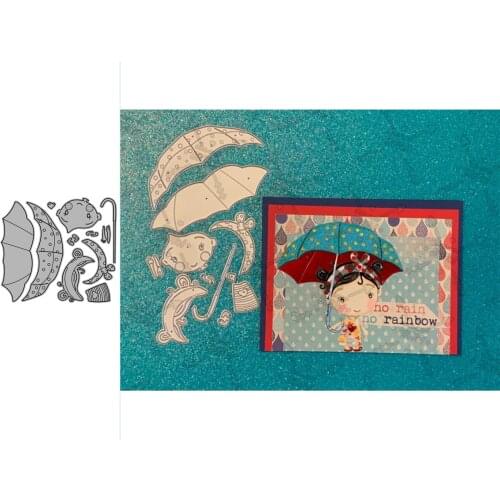 Girl With Umbrella In The Rain Metal Craft Cutting Dies Scrapbooking Die Cut Stencils Embossing For Paper Crads Making 2021 New