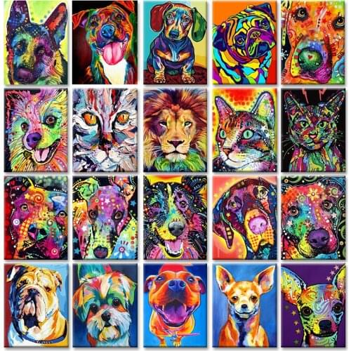 JHLJIAJUN 40x50cm Frameless DIY Painting By Numbers Colorful Dog Pictures By Numbers On Canvas Animals Home Decoration