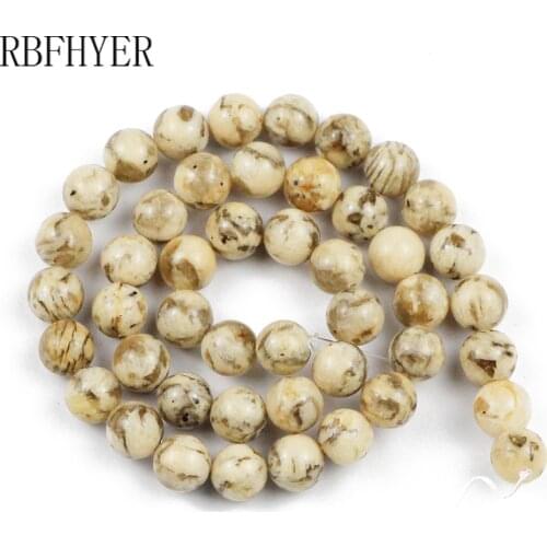 RBFHYER Natural Stone Beads Round Feldspar Loose Spacer Bead For Jewelry Making DIY Bracelet Necklace Accessories 15"6/8/10/12mm