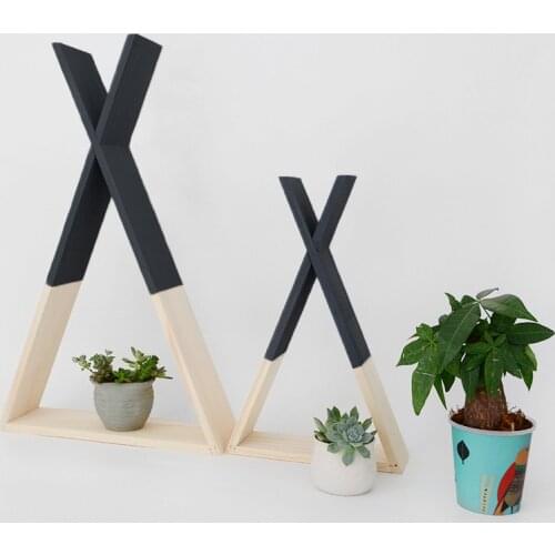 Nordic Storage Rack Wooden Wall Shelf Home Decor Decorative Shelves Fork Display Racks Living Bedroom Children Room Decoration
