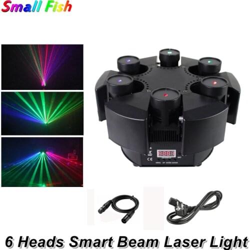 2020 New Smart 6 Heads Moving Head Beam Laser Light RGB Floral Color Laser Light Projector Unlimited Rotating Disco Laser Light