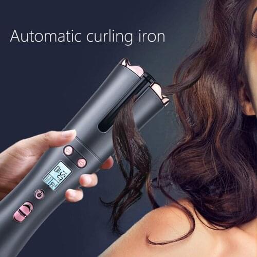 Cordless Automatic Hair Curler iron wireless Curling Iron USB Rechargeable Air Curler for Curls Waves LCD Display Ceramic Curly