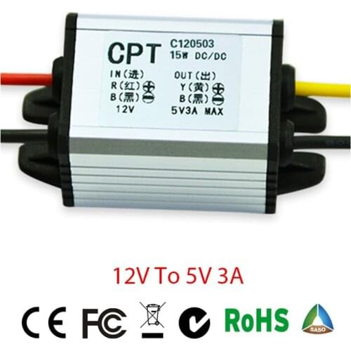12V-5V 3A DC DC Converter Waterproof Power Voltage Converter Step-down 12V to 3.3V 3.7V 5V 6V 7.5V 9V 3A DC DC Converter for Car
