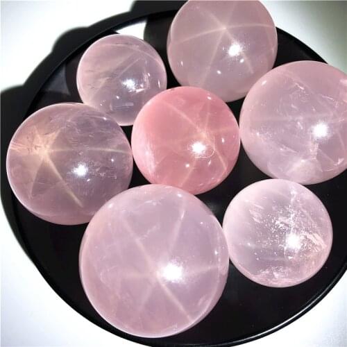 Drop Shipping 1PC High Quality Natural Rose Quartz Sphere Healing Crystal Star Flash Ball Mineral GNatural Stones and Crystals