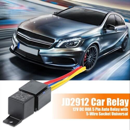 JD2912 Relay 12V DC 80A 5 Pin Conversion Type Insertion Type Modification with 5 Wire Socket for Car Automobile Universal