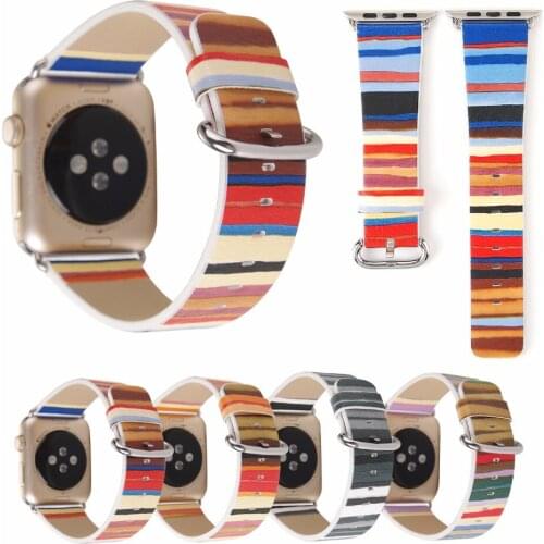 38-42mm Watch Bracelet For Apple Watch Single Tour Stripy Leatch Watch Band For Apple Series 1 2 3 Watch Strap iWatch Watchband