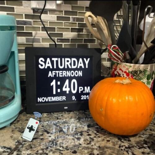Digital Calendar Alarm Wall Mounted Day Clock With 8inch Screen Display For Extra Impaired Vision People Aged Seniors Dementia