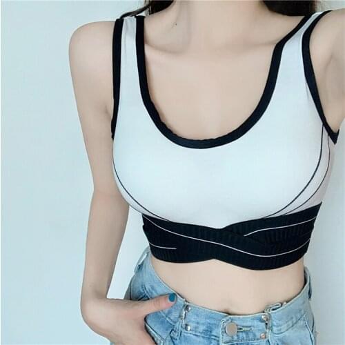 Halter Short Color Matching Stitching Sports Camisole Seamless Underwear Sexy Close-fitting Fashion Chest Pad