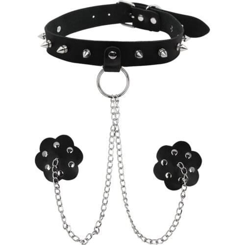 EXVOID Adult Game Slave Restraint Nipple Cover Sex Toy For Women Men Leather Dog Cat Ring Sexy Sticker Neck Collar BDSM Bondage
