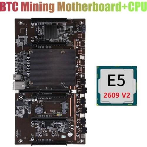 HOT-BTC Mining Motherboard X79 H61+E5 2609 V2 CPU 5X PCI-E 8X LGA 2011 DDR3 Support 3060 3080 GPU for BTC Miner Mining