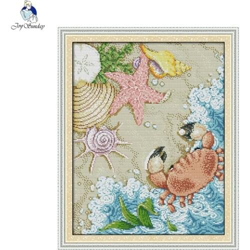 Needlework 14CT 11CT Count Print On Canvas Cross Stitch Schemes Home Decoration The Beach DIY Handmade Crafts Factory Wholesale
