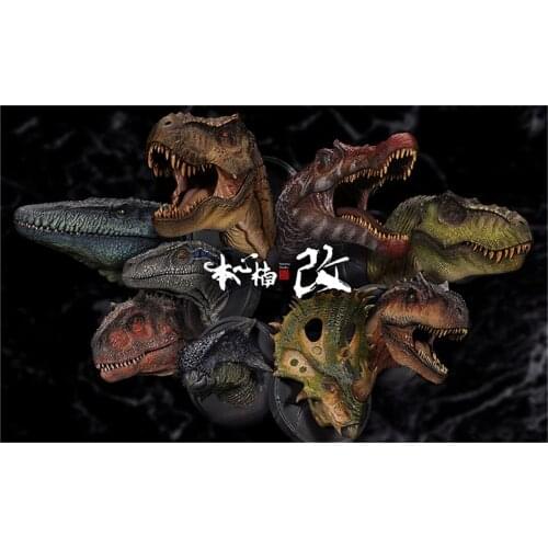 Nanmu Dinosaur Head Statue Carnotaurus Spinosaurus Velociraptor Mosasaurus Allosaurus Tyrannosaurus Rex Model Dinosaur Figure