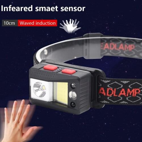 USB rechargeable sensor COB headlight outdoor camping search night fishing night riding LED headlight