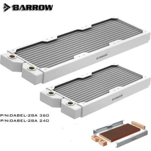 Wheelbarrow 28mm Pure White Copper Radiator for Computer DIY Water Cooling, 240/360 Ultra Thin Fins, Dabel-28a