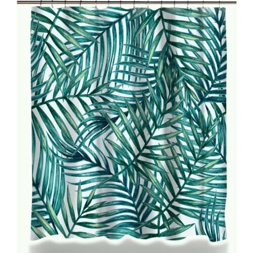 Tropical Plant Leaves Pattern Shower Curtains Water Color Leaf Print Bathroom Decor Accessories Waterproof Cloth Curtain Sets