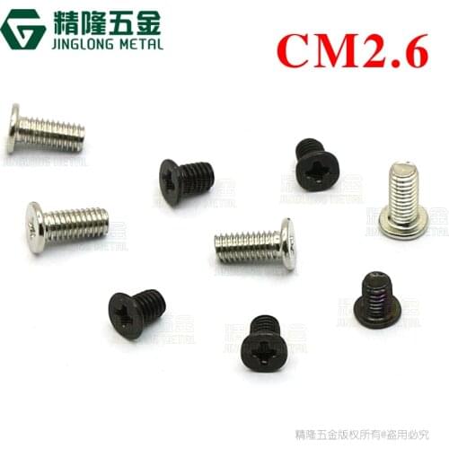 100PCS CM2.6*6 D=4.5*0.8 Thin Head Phillips Screw Carbon Steel Bright Nickel Laptop Repair Screws