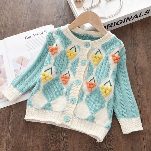 Baby Girls Knitted Cardigans 2021 New Autumn Fashion Kids Flower Sweaters Coats Children Winter Knitting Outerwear Cute Clothing