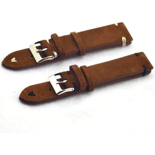 Hight Quality Watch Band Genuine Leather 18mm 20mm 22mm Men Women Brown Watch Strap Steel Pin Buckle Watchband KZSD08