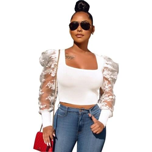 Women Summer Lace Splicing U-neck T-Shirts Blouses Sexy Fashion Night Club Street Casual Crop Tees Tops Bandage BM Style Tee