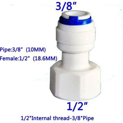 1PC 1/2" Internal thread to 3/8" Straight connector RO Water Fitting Tune Quick Connect Reverse Osmosis White fast connection