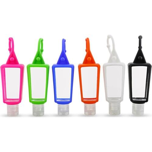 1pc Hand Sanitizer Empty Split Bottle with Silicone Case Portable Hanging Hand Gel Dispensers Holder for Travel Shopping 30ml