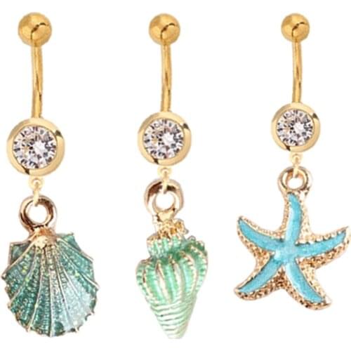 1PC Fashion Summer Gold Shell Belly Ring Bohemian Belly Button Rings Starfish Navel Ring Navel Piercing Jewelry Grilfriend Gift