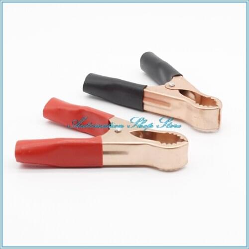 2Pcs 50A 80mm Crocodile Car Caravan Van Battery Test Lead Clips Insulated Alligator Clamp High Quality Red + Black