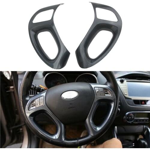 2 PCS Car Steering Wheel Cover Trim Interior Carbon Fiber Styling for Hyundai IX35 2010-2015