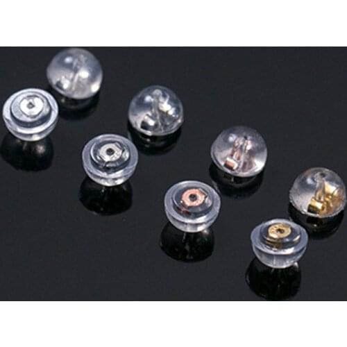 20pcs 925 Sterling Silver Half Round Silica Gel Coating Earring Back Hypoallergenic S925 Silver Dome Earring Stopper DIY Jewelry