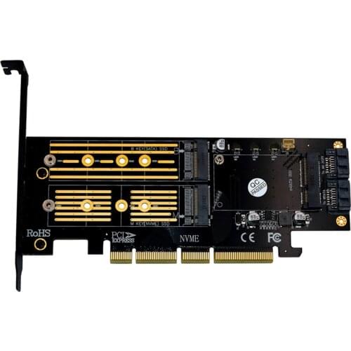 3 in 1 Msata M.2 Pcie Nvme Ssd to Pci-E 3.0 4X Sata 3.0 Adapter Card for M2 Nvme Ahci Msata Solid State Disk Converter