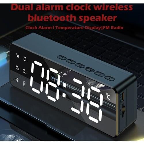 Wireless Bluetooth Speaker FM Radio Sound Box Desktop Alarm Clock Subwoofer Music Player TF Card Bass Speaker Boom For Xiaomi