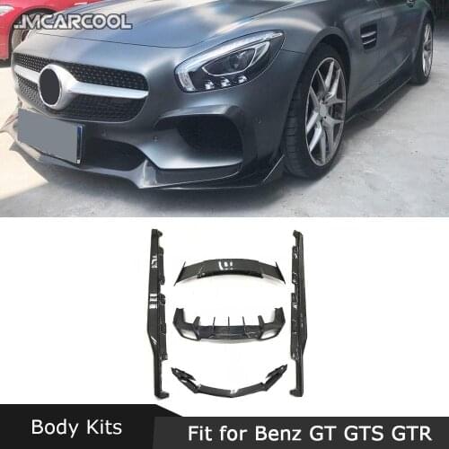 Carbon Fiber Front Bumper Lip Rear Diffuser Side Skirts Body Kits Decoration For Mercedes-Benz AMG GT GTS GTC R Style 2015-2018