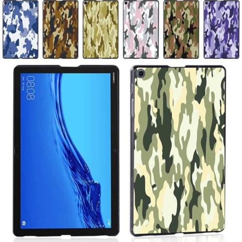 Tablet Case for Huawei MediaPad M5 Lite 10.1"/MediaPad M5 10.8" Camouflage Pattern Fashion Plastic Slim Back Shell + Stylus