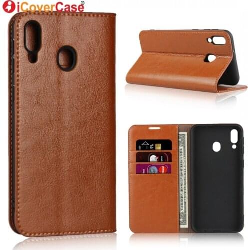 Genuine Leather Case for Samsung Galaxy M20 Cases Cover Flip Luxury Business Wallet for Samsung M20 Coque Funda Phone Accessory