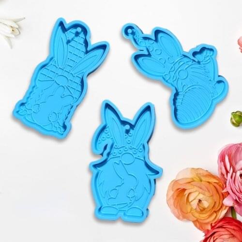 Epoxy Resin Mold Easter Keychain Silicone Mould DIY Crafts Jewelry Pendant Casting Tools W0YA
