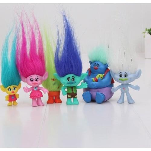 6Pcs/Set 2-6cm Troll Figures Movie Figure Dolls Poppy Branch Biggie PVC Trolls Action Figures Toys