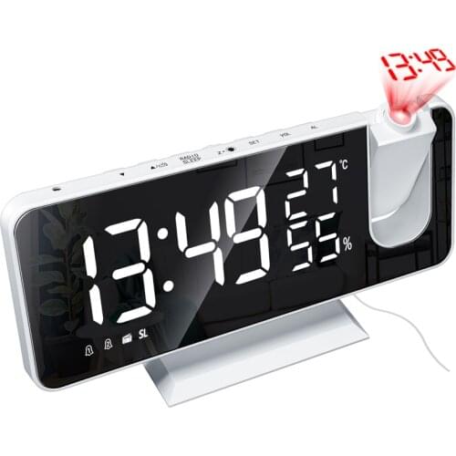 Hot Sale Multifunctional Projection Alarm Clock with LED Large Screen Display Temperature Humidity Adjustable Volume Tool