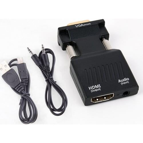 HW-2217 VGA Male to HDMI-compatible Digital To Analog Audio Video Converter adapter for PC Laptop TV Box Projector