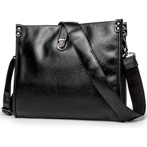 Fashion Business Mens Handbag Thick PU Leather Messenger Bags Male Shoulder Crossbody Bag Leisure Men Envelope Ipad Hand Bags