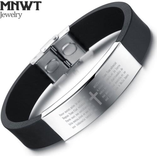 MNWT Fashion Wristband Black Punk Stainless Steel Silicone Mens Bracelet Simple Rubber Charm Bracelets