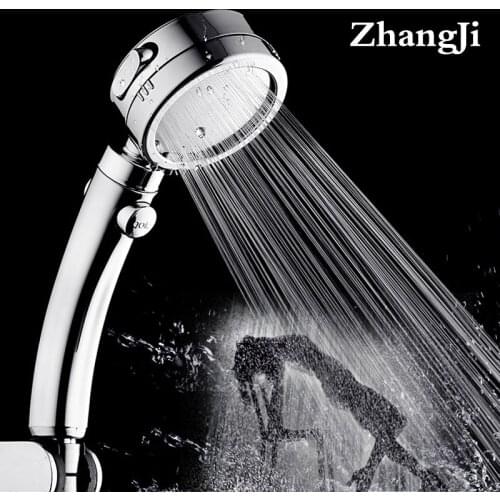 Zhangji 3 modes plating with Switch button shower head Plastic Adjustable bathroom handled newly high pressure shower head