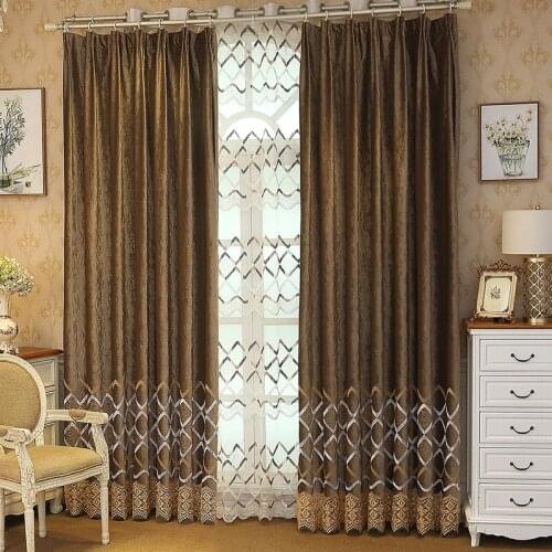 New Style Luxury Cord Embroidery Embroidered Curtain Fabric Shading Simple European Style Curtains for Living Room and Bedroom