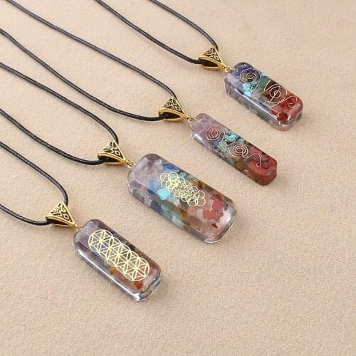 Hand-made natural stones Inside rock Aurora necklace men and women long Rope vintage pendants accessories